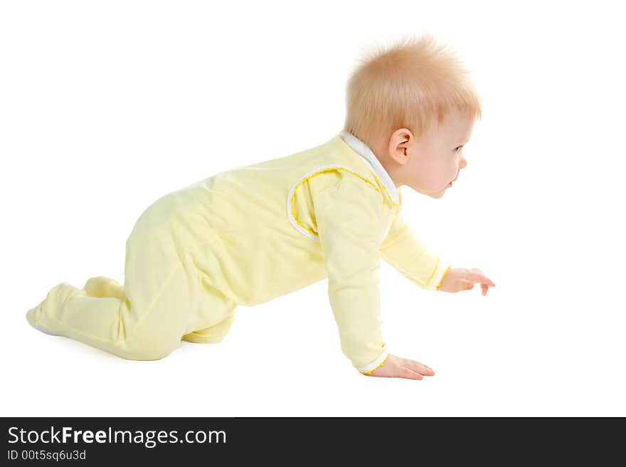 Boy at the age of 7 months isolate on white