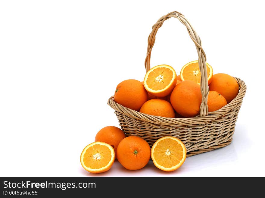 Fresh orange on white background