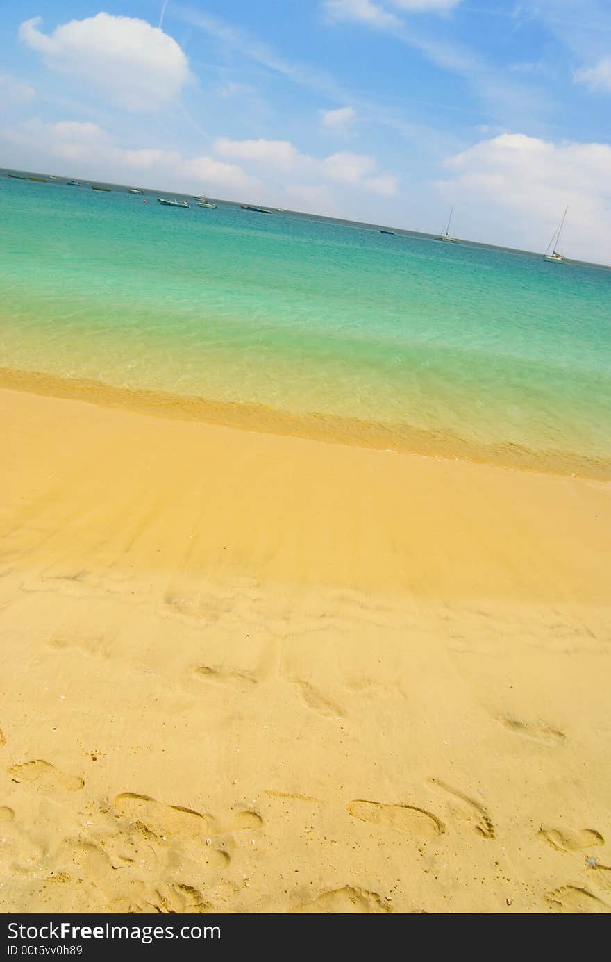 Photo of a sandy beach.