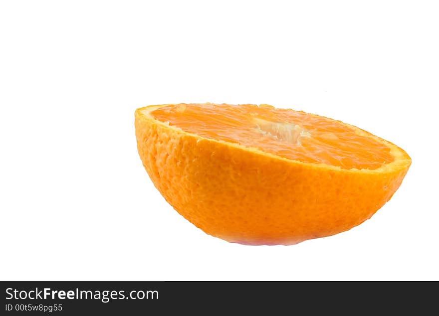 Half an orange isolated against a white background