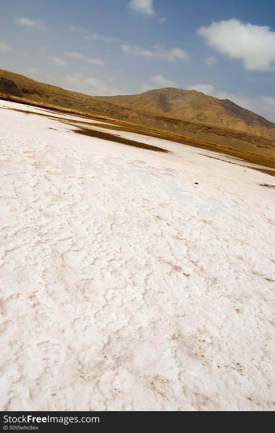 Dry salt lake.