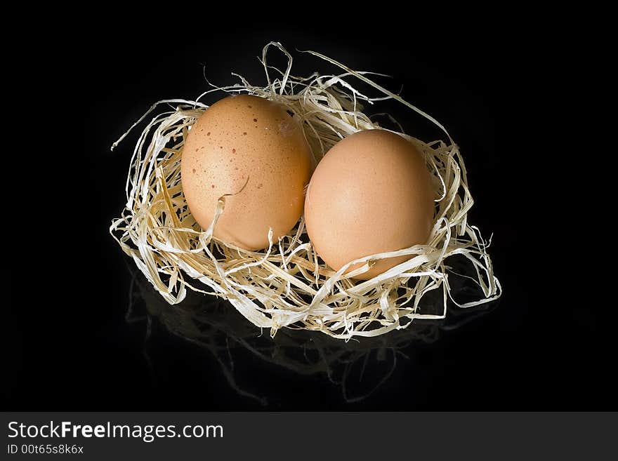 Close up of some Easter eggs in an egg carton