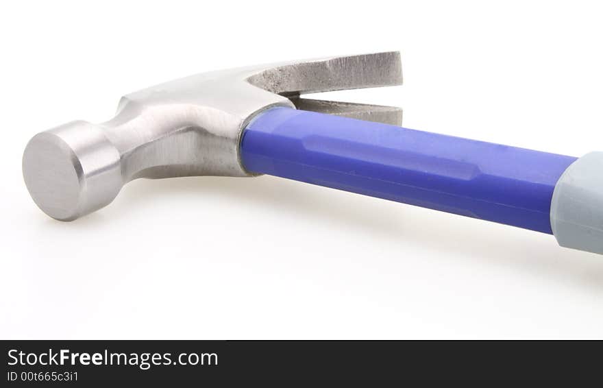 Rubber handle hammer blue and gray construction tool