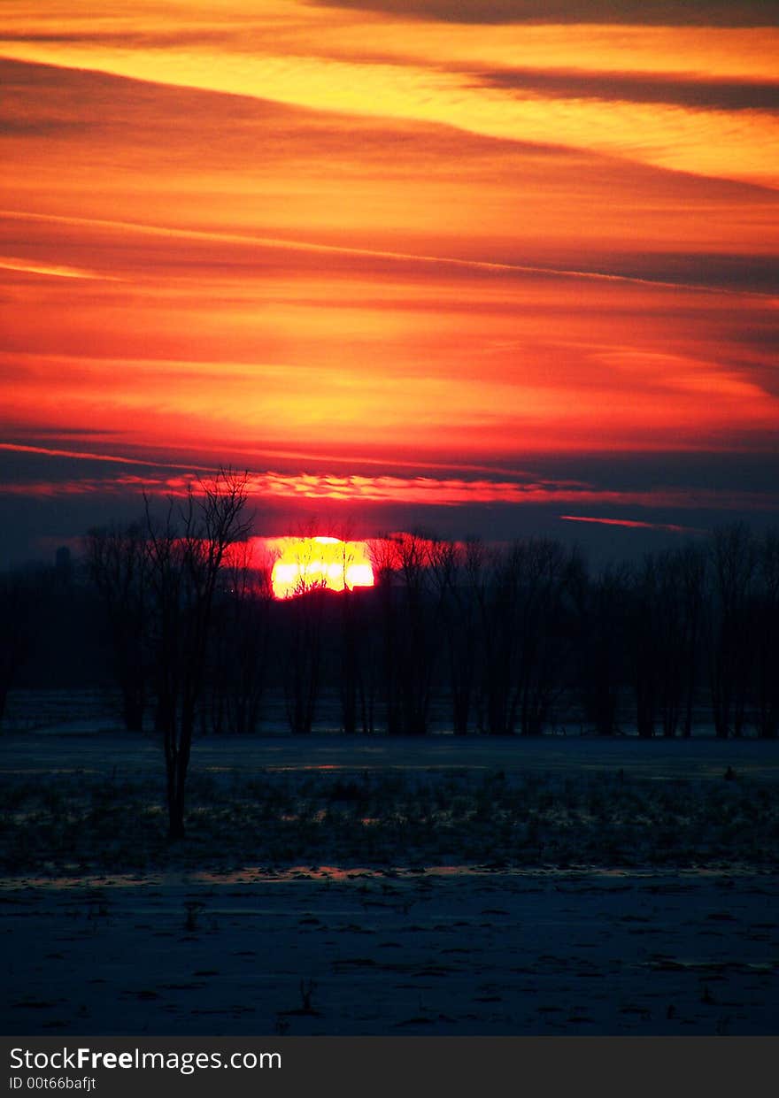 A pretty, colorful spring sunset. A pretty, colorful spring sunset.