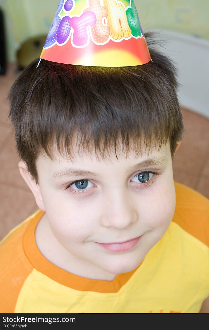 Portrait of beautiful boy in birthday