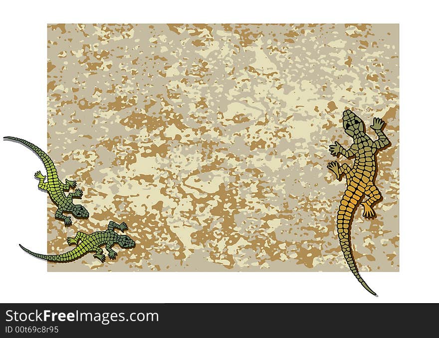 Vector illustration of a grunge background with lizards. Vector illustration of a grunge background with lizards