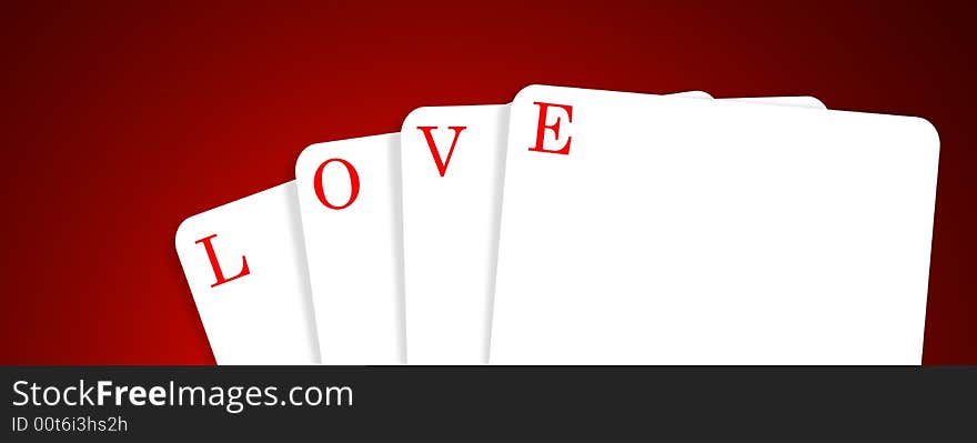 4 cards with love,2D art