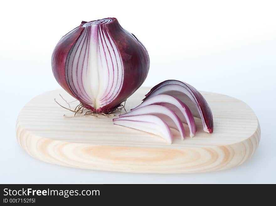 Red onion on white background