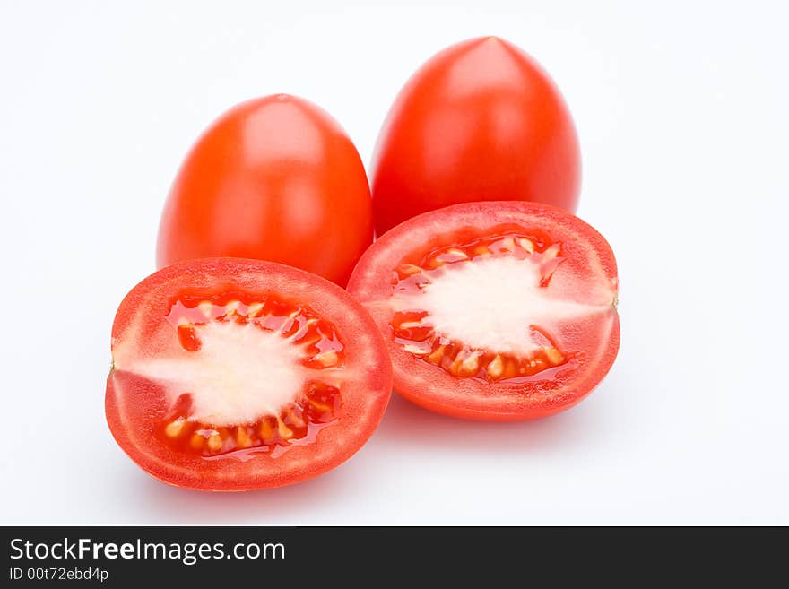 Red tomatoes on white background, isolated