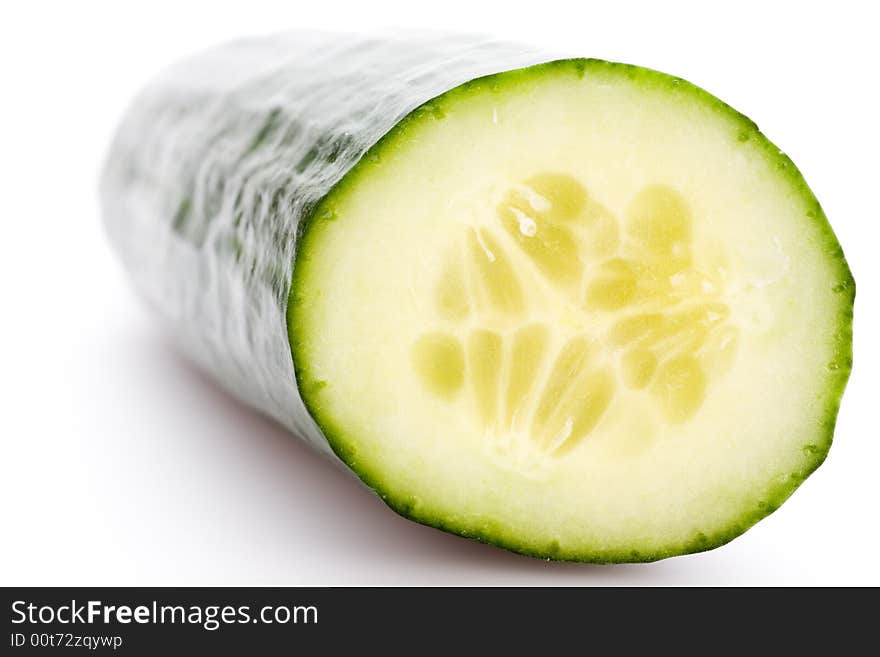 Sliced cucumber, isolated on white background