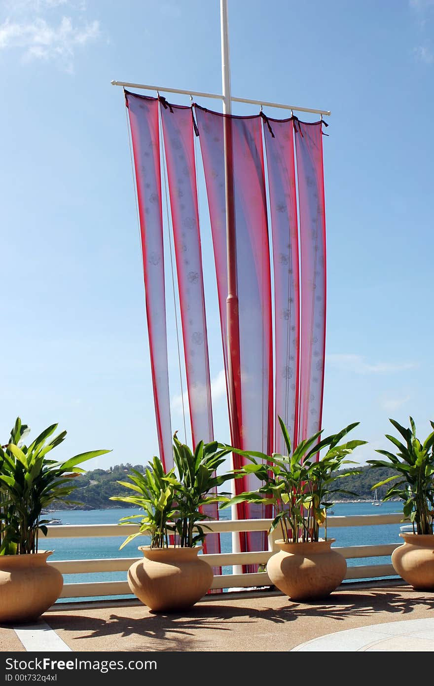 Boat sail display overlooking the ocean. Boat sail display overlooking the ocean.