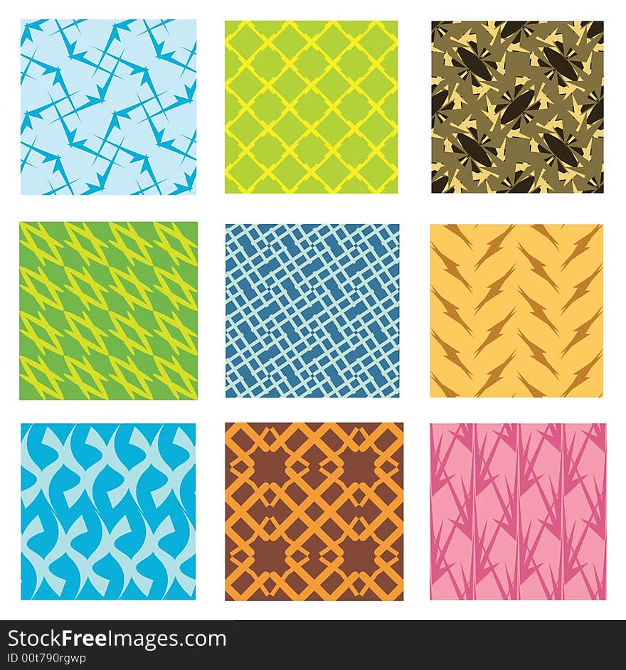 Collection of 9 different seamless vector pattern. Collection of 9 different seamless vector pattern