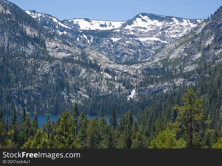 Snowy mountain above Lake Tahoe. Snowy mountain above Lake Tahoe