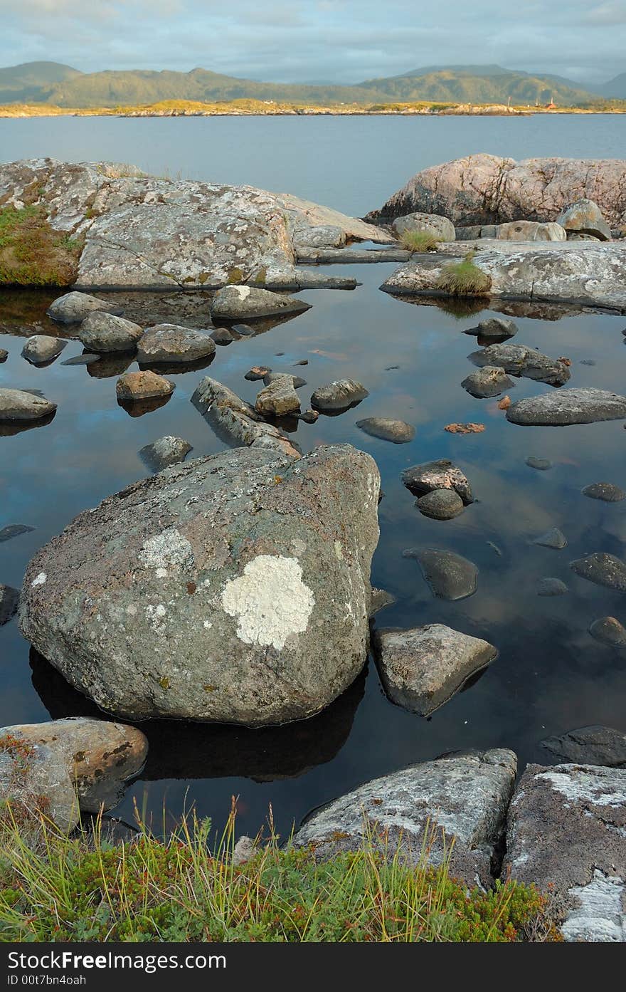 Rocky coast and stones