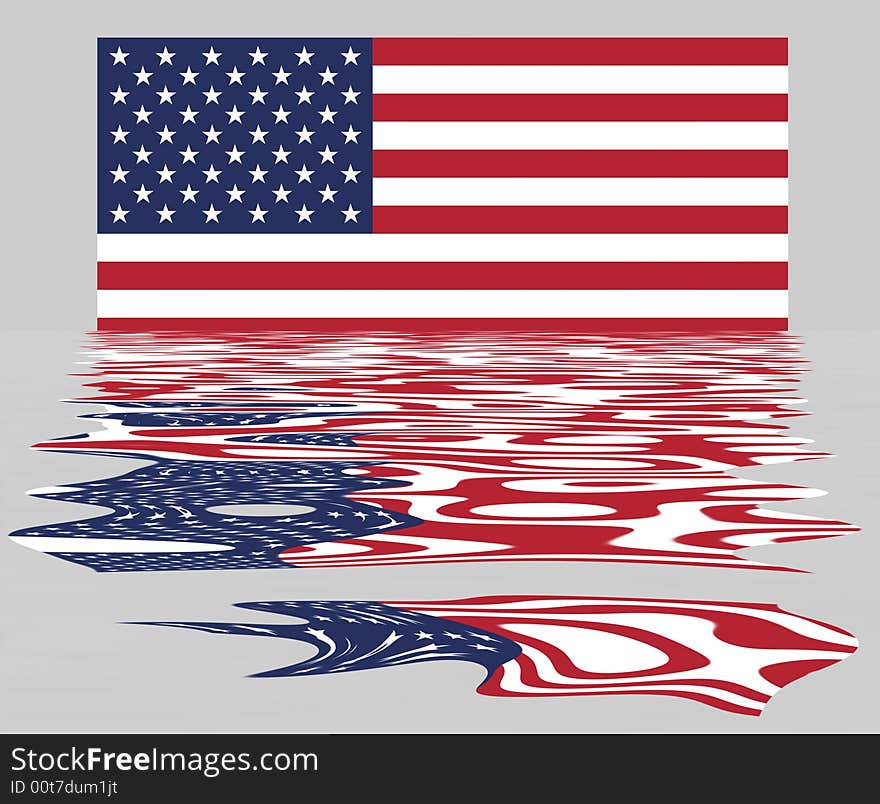 USA / US Flag - National Symbol Of The United States Of America With Reflection - Stars And Stripes. USA / US Flag - National Symbol Of The United States Of America With Reflection - Stars And Stripes