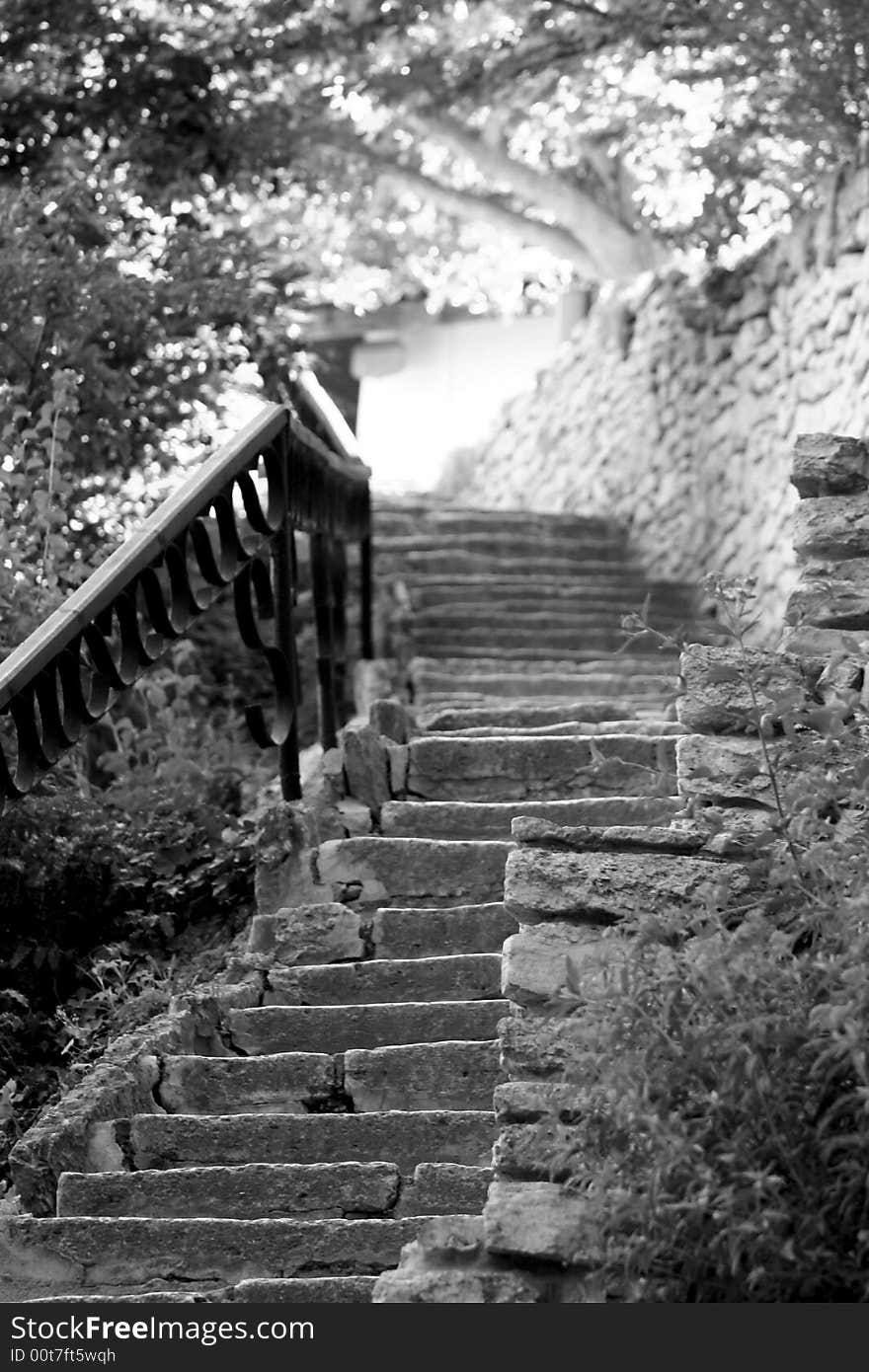 Stoned stair in the sunny day in the park