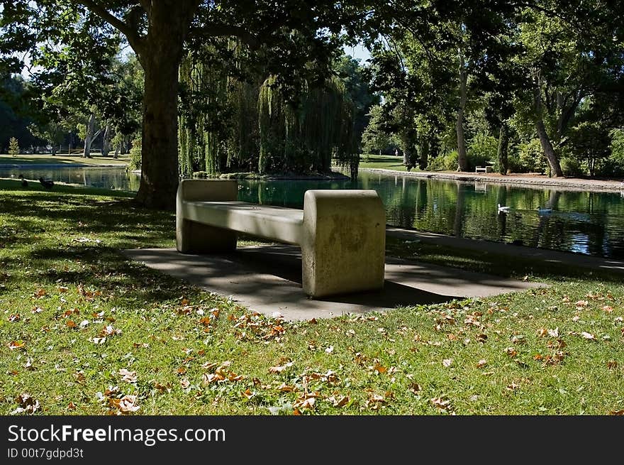 Bench next to a lake. Bench next to a lake