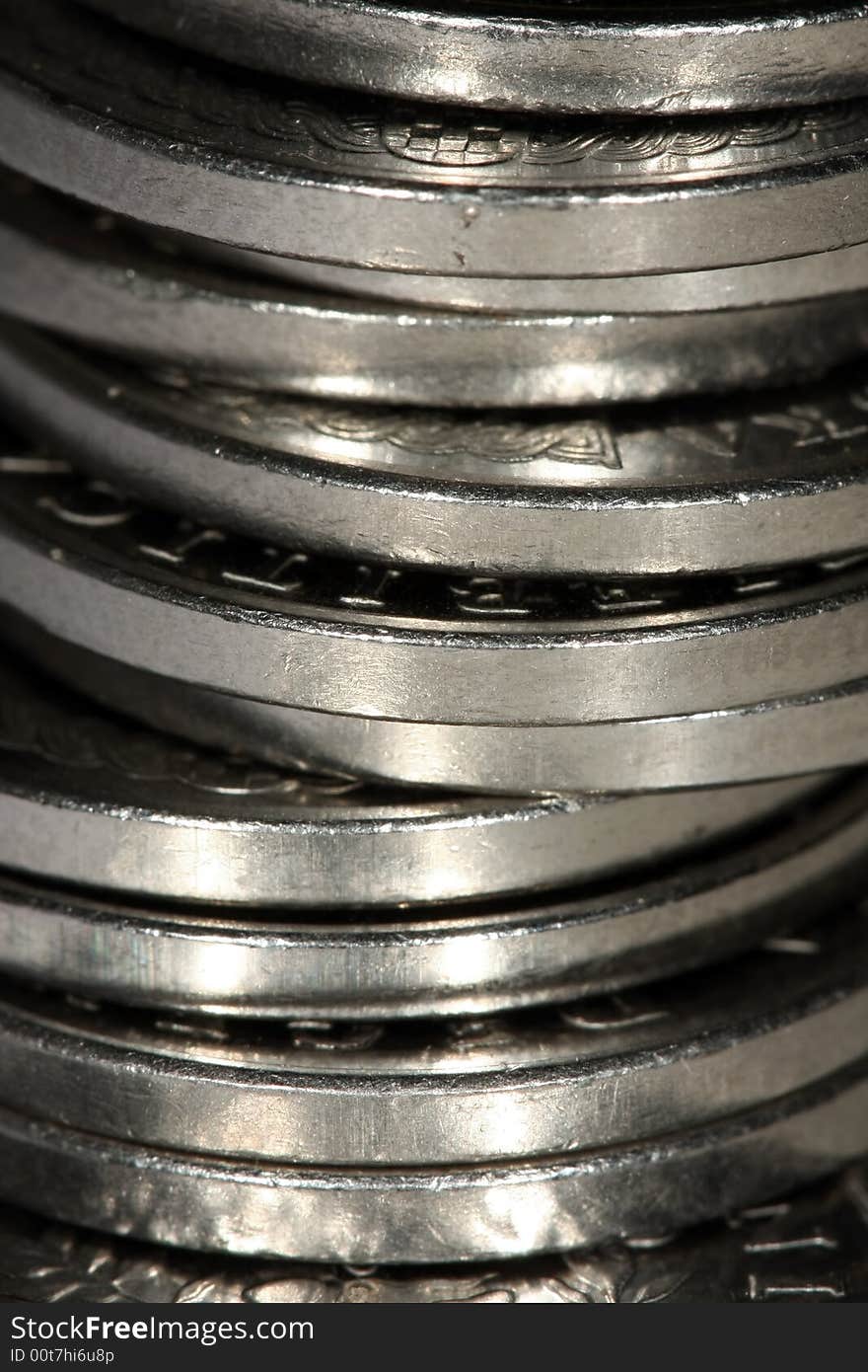 Close up of stack of coins