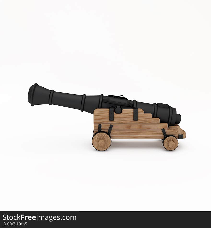 3d Model of old gun on the white background. 3d Model of old gun on the white background