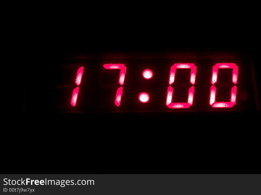 Digital clock alarm showing certain time close up