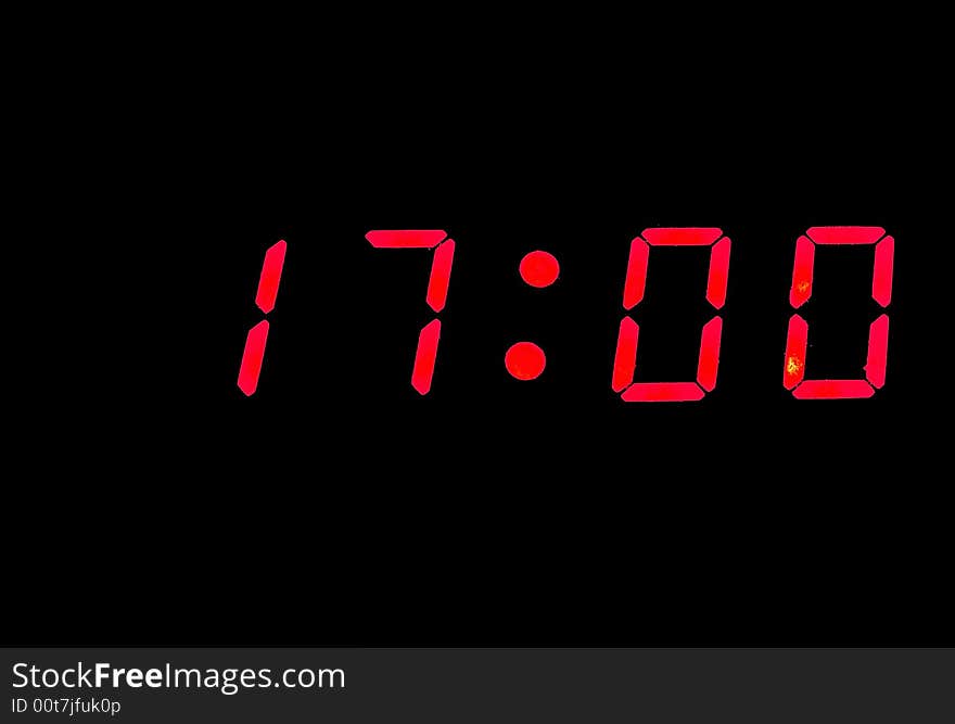 Digital clock alarm showing certain time close up