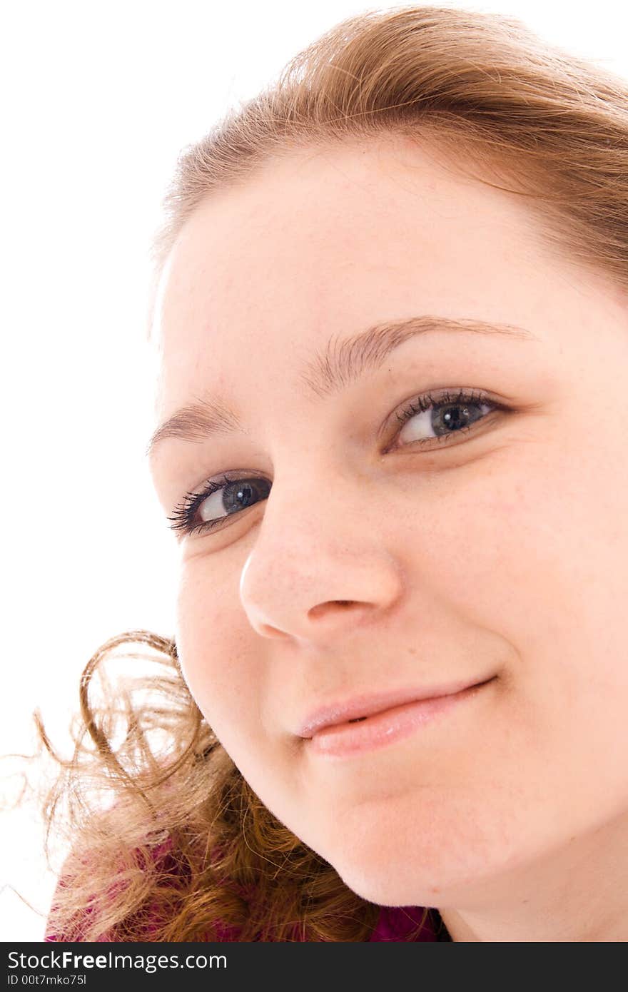 The young beautiful girl isolated on a white background