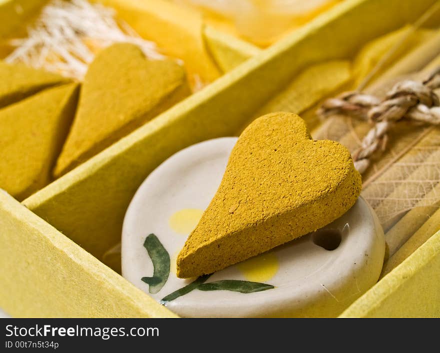 Gift a set of aromas yellow color in the form of heart. Gift a set of aromas yellow color in the form of heart