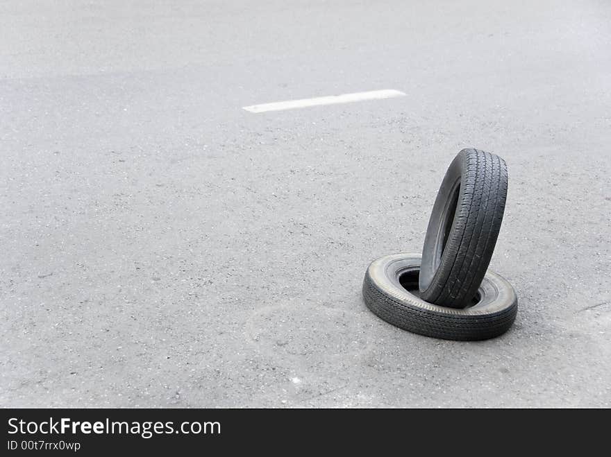 Tires on a road