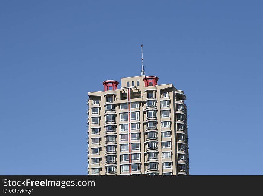 Modern apartment building against blue sky in Shenyang city China. Modern apartment building against blue sky in Shenyang city China