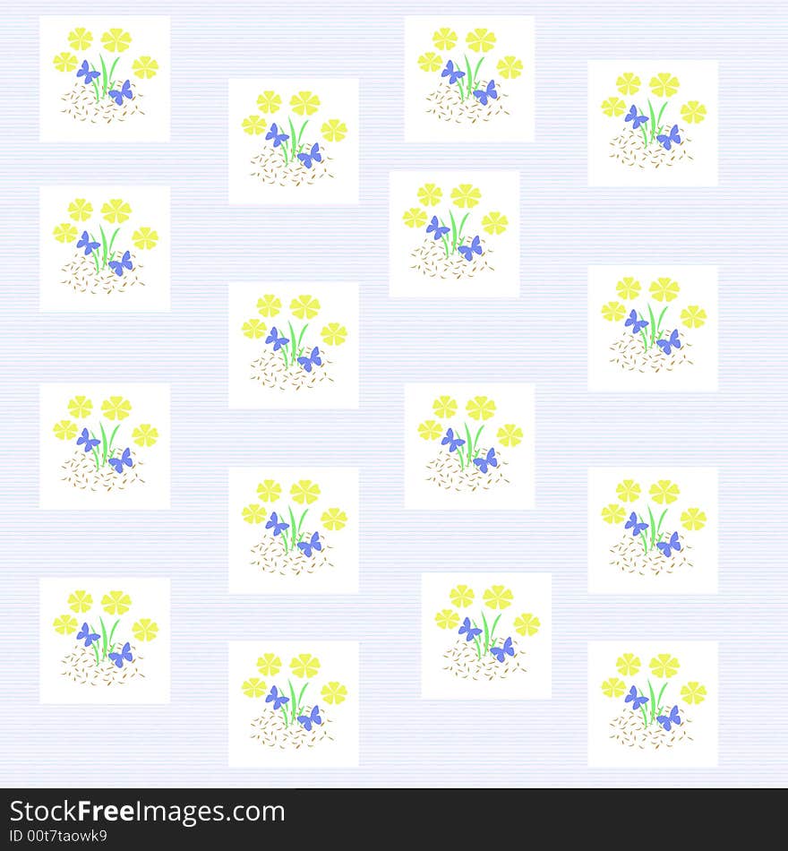 Butterflies and flowers pattern scattered on background. Butterflies and flowers pattern scattered on background