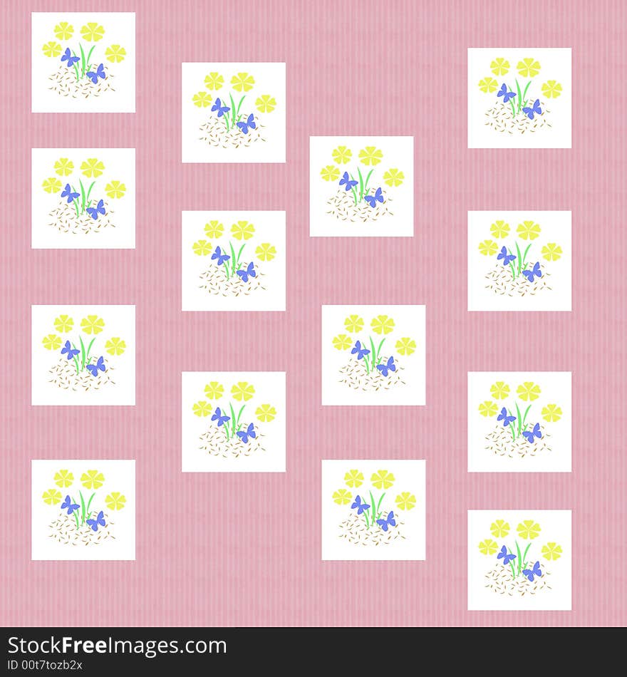 Butterflies and flowers pattern scattered on background. Butterflies and flowers pattern scattered on background