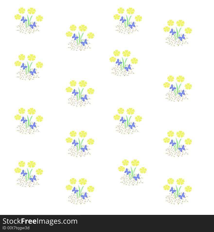 Butterflies and flowers pattern scattered on background. Butterflies and flowers pattern scattered on background