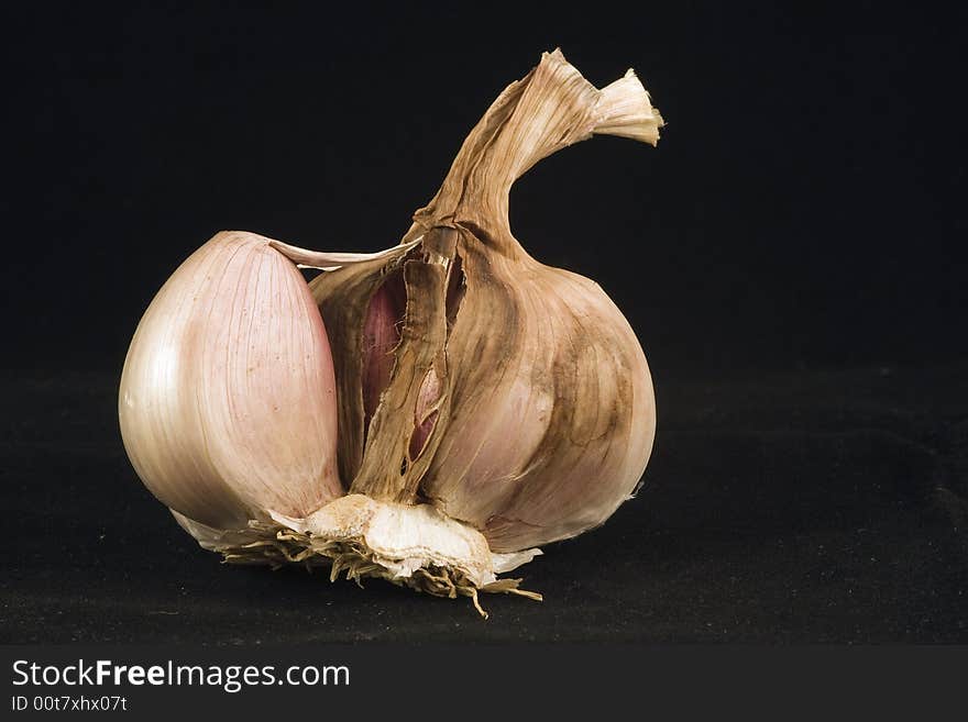 Garlic On A Black Background