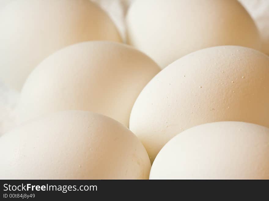 Half a dozen eggs on a white napkin nice detail