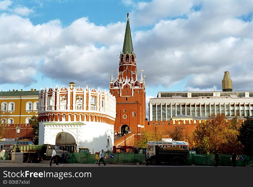 The gate to the Kremlin with great belfry,Moscow,Russia.