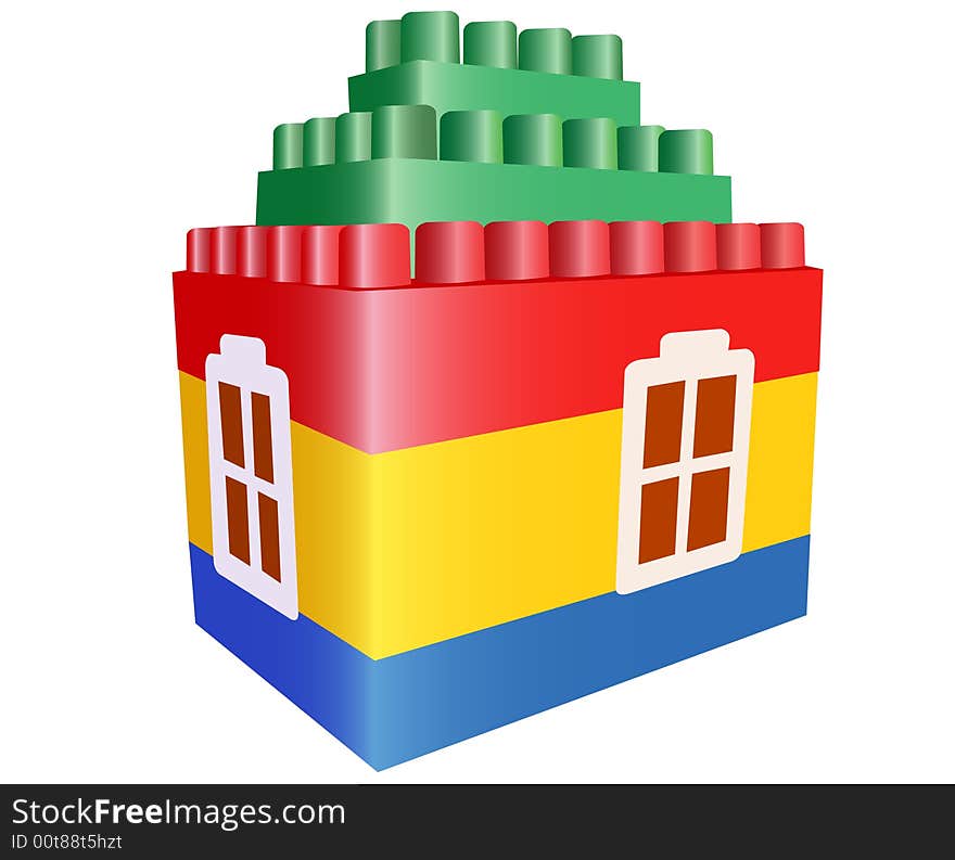 House toy construction on a white vector. House toy construction on a white vector