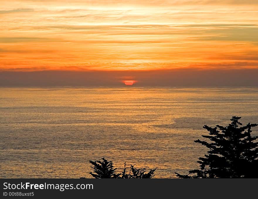 Sunset over California Coast