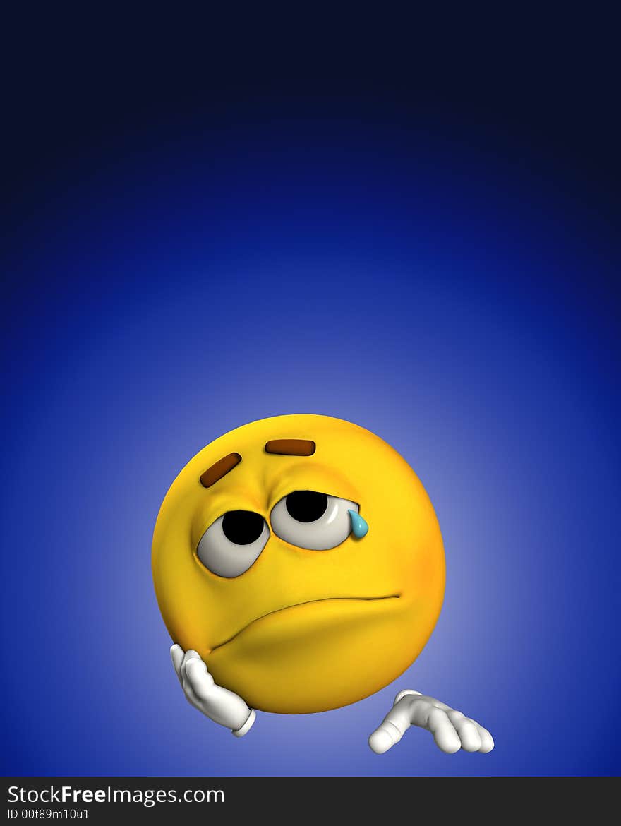 A conceptual image of a cartoon face that is very sad. A conceptual image of a cartoon face that is very sad.