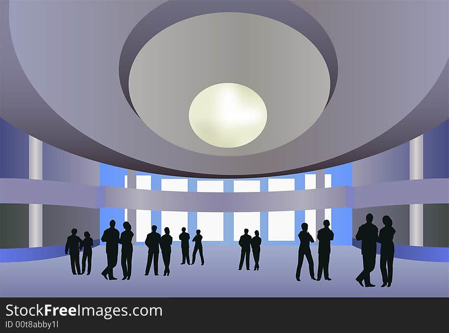 People in a big hall vector