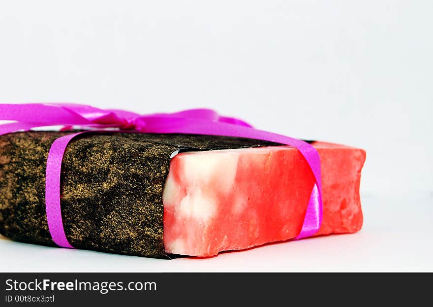 The foto of soap on white background