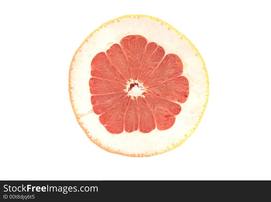 Slice of Grapefruit isolated on white background.