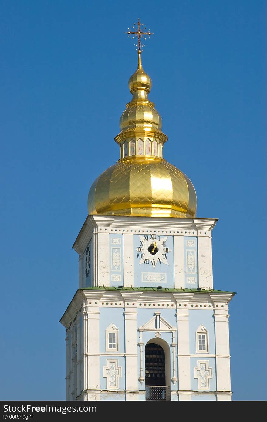 Cupola orthodox church on the blue sky