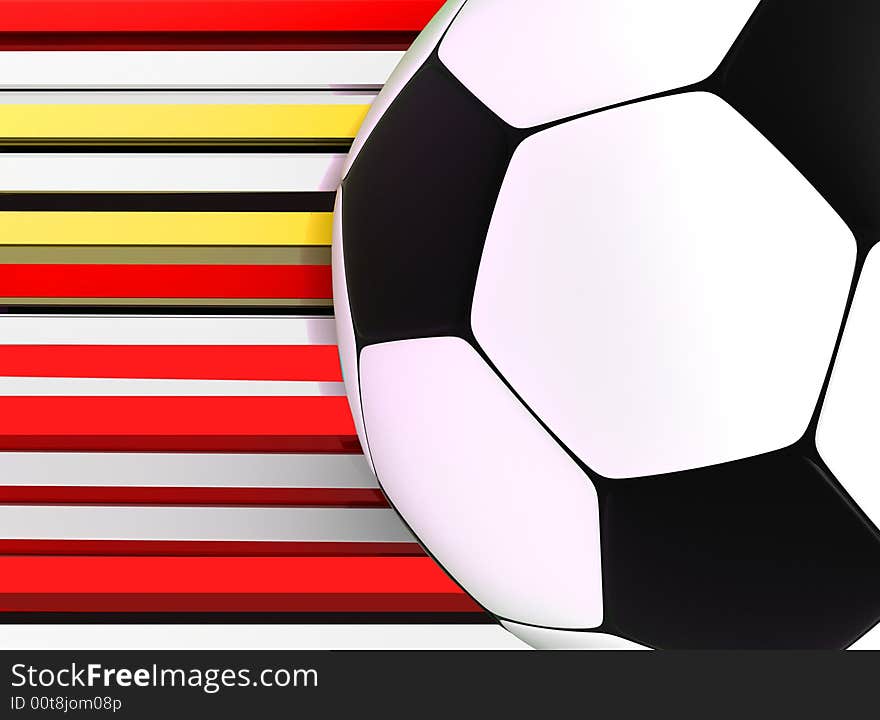 Soccer ball on striped background 3d image