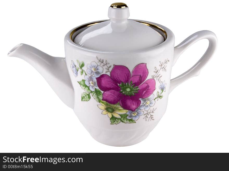 Teapot, isolated on white, clipping path included.