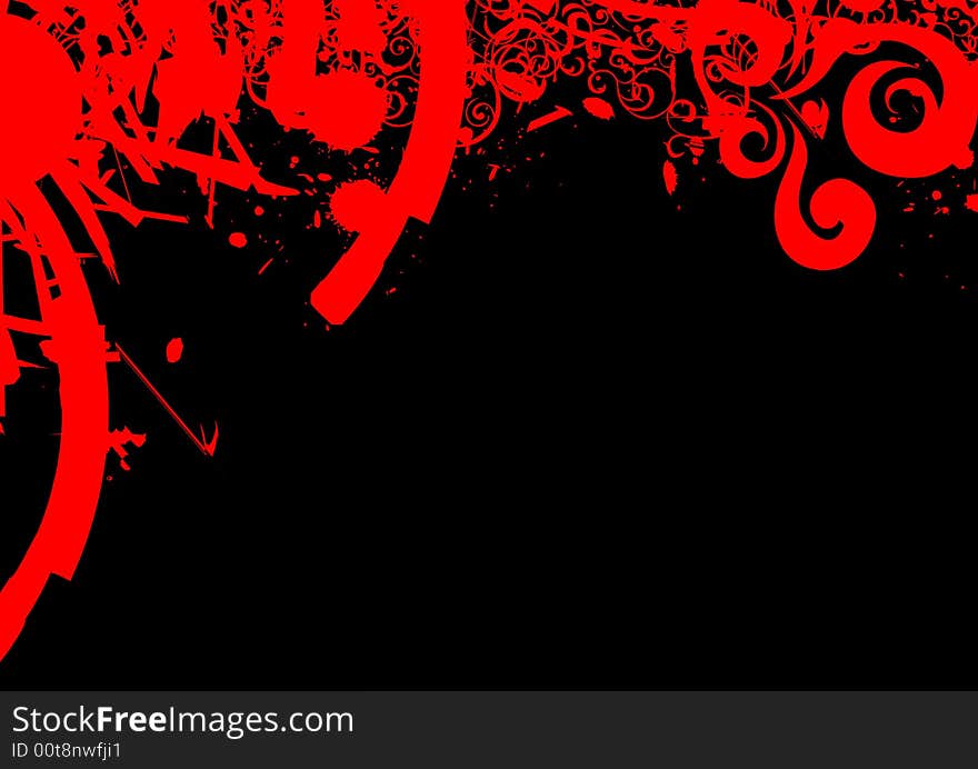 Red grunge shapes in black background. Red grunge shapes in black background