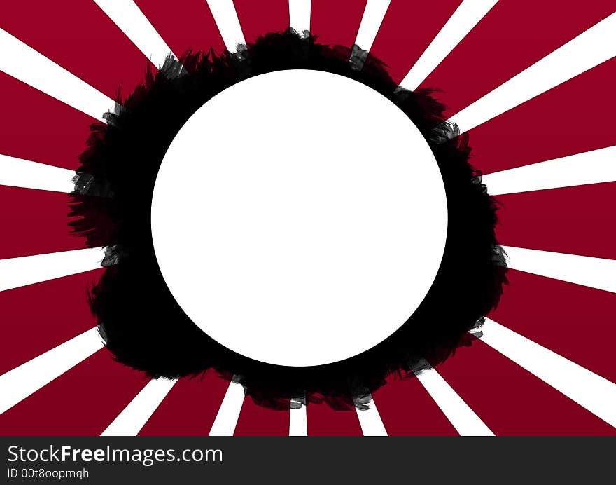 Grungy round frame in abstracted sun strikes background. Grungy round frame in abstracted sun strikes background