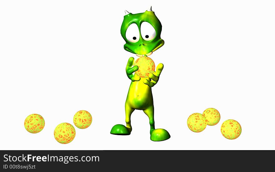 Digital render of cartoon alien