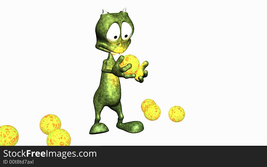 Digital render of cartoon alien