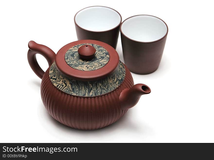 Traditional japan teapot with two cups