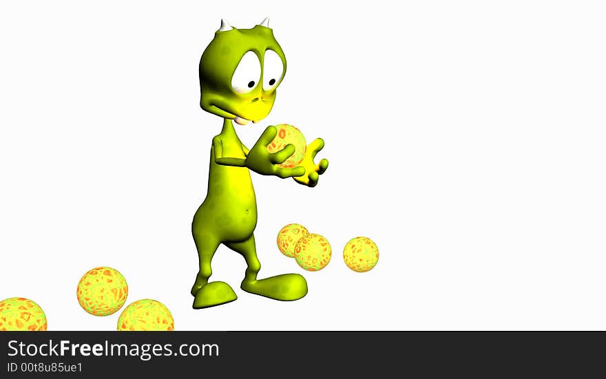 Digital render of cartoon alien